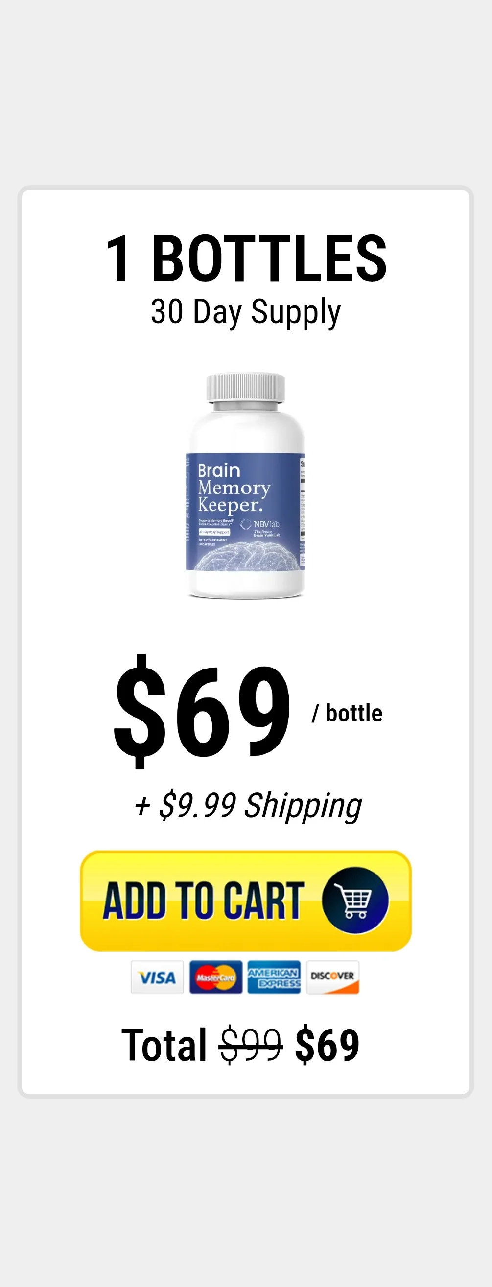 Brain Memory Keeper™ 1 bottle pricing